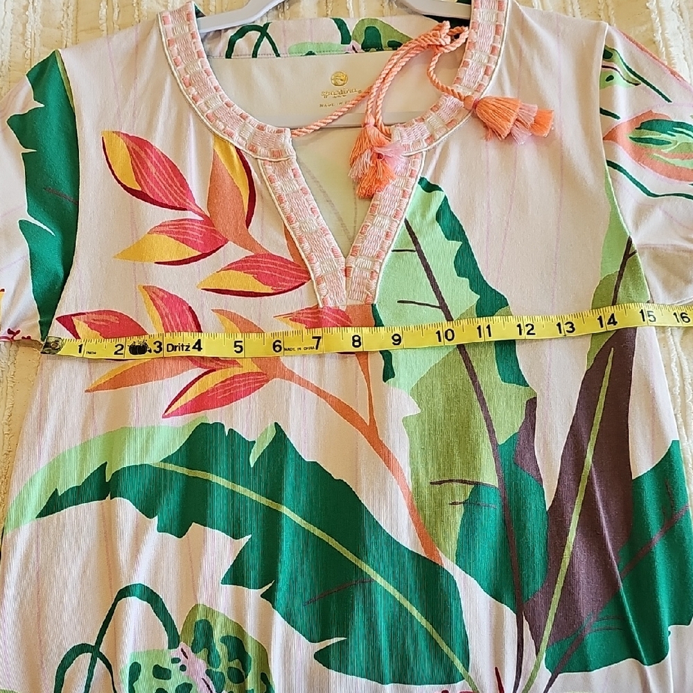 Spartina 449 Green and Pink Tropical Dress - Picture 5 of 7